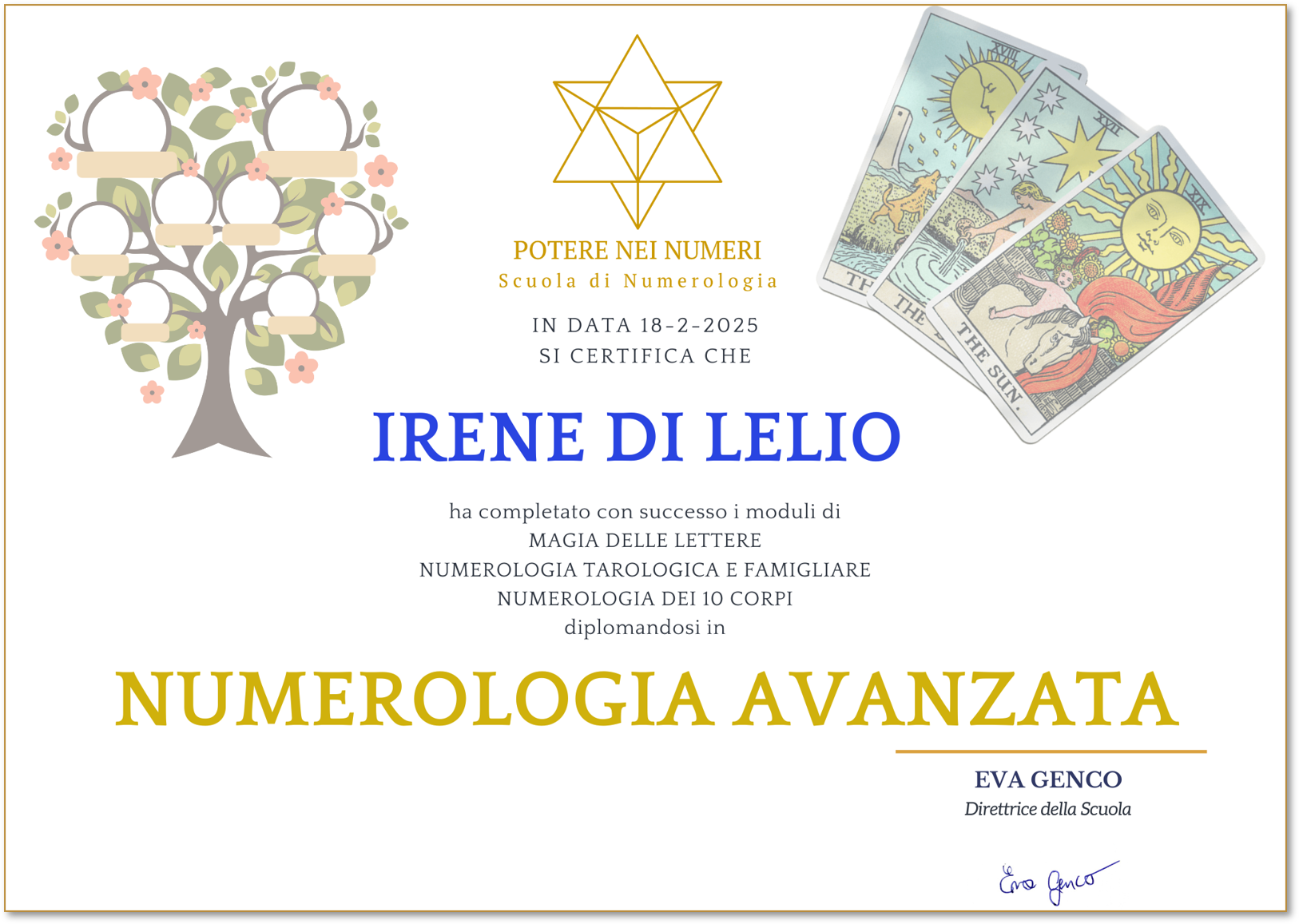 attestato anno 2 numerologia